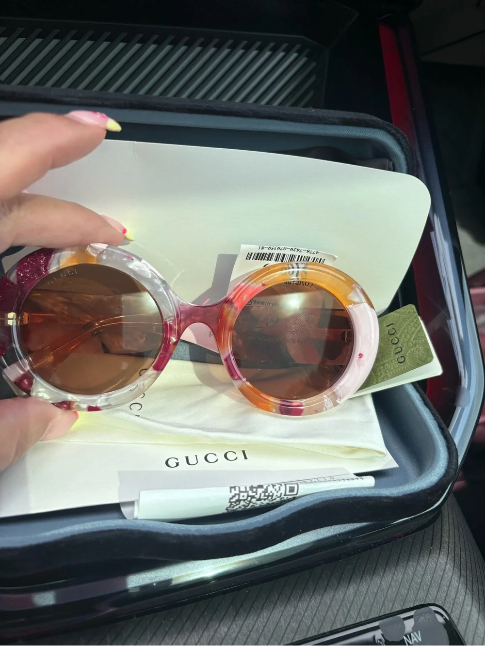 Gucci Multicolor Round Acetate Sunglasses - Pink, Orange, Brown